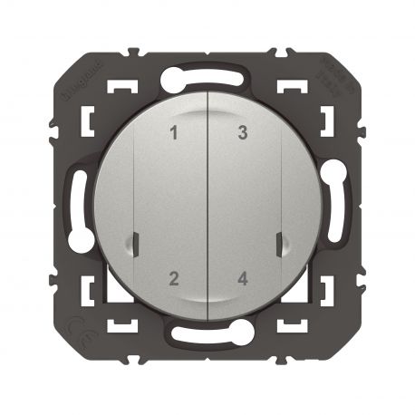 Commande sans fil 4 scénarios - Dooxie with Netatmo Legrand - Alu - Sans plaque
