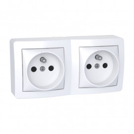 Double prise de courant 2P+T Alréa Schneider Electric - Avec cadre saillie - 16A - Connexions rapides - Blanc