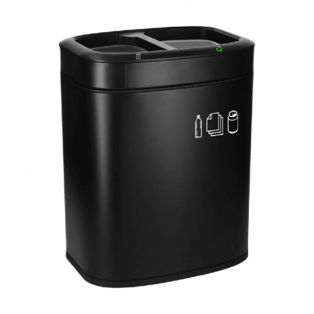 Corbeille de tri sélectif JVD - 10L - Ovale - 2 compartiments - Noir