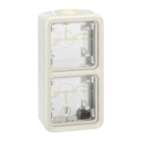 Boîtier à embouts Plexo IP55 - 2 postes verticaux - Blanc