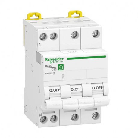Disjoncteur modulaire Resi9 XP - 3P+N - 25A - Courbe C - Peignable