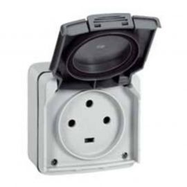 Prise de courant 20A 3P+T Plexo IP55 - Complet en saillie - Gris