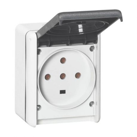 Prise de courant 32A 3P+N+T Plexo IP44 - Complet en saillie - Gris