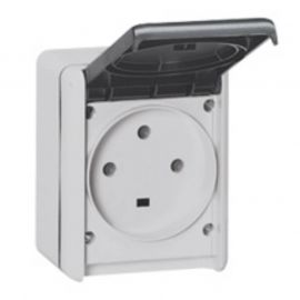 Prise de courant 32A 3P+T Plexo IP44 - Complet en saillie - Gris