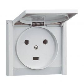 Prise de courant 20A 2P+T Plexo IP44 - Complet encastré - Gris