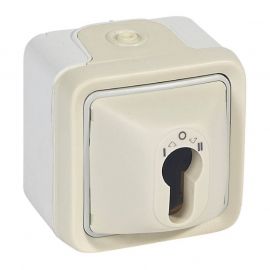 Interrupteur à clé complet en saillie Plexo IP20 - Blanc