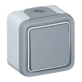 Bouton poussoir NO complet en saillie Plexo IP55 - Gris