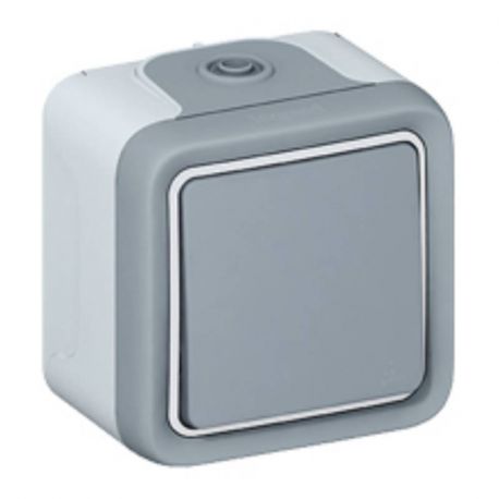 Bouton poussoir NO complet en saillie Plexo IP55 - Gris