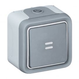 Va et vient lumineux complet en saillie Plexo IP55 - Témoin câblage phase distribuée - Gris