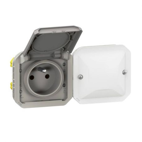Prise de courant 2P+T connectée Plexo with Netatmo Legrand - 16A - 3680W - IP55 - Gris - A équiper