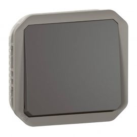 Bouton poussoir étanche Plexo Legrand - Avec enjoliveur - 10A - Anthracite