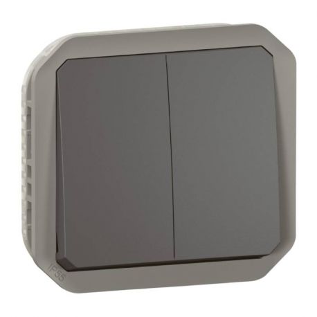 Commande double étanche 3 fonctions Plexo Legrand - 10A - à composer - Anthracite