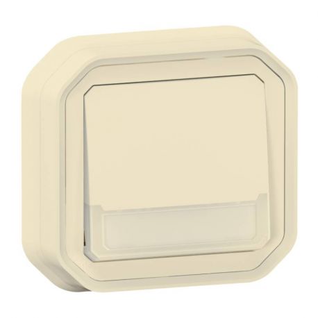 Poussoir NO-NF lumineux avec porte étiquette Plexo Legrand - 10A - IP55 - Complet- Beige