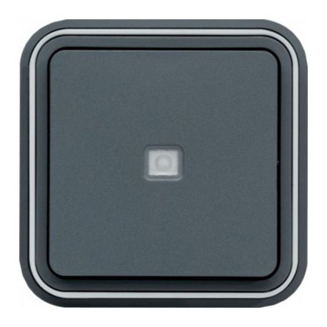 Bouton poussoir complet à voyant témoin 1F Cubyko encastrable - gris