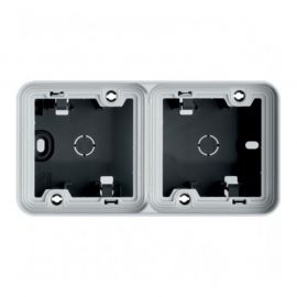 Boîte saillie double horizontale vide Cubyko - composable - 2P 2 embouts - IP55 - gris