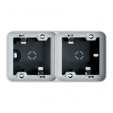 Boîte saillie double horizontale vide Cubyko - composable - 2P 2 embouts - IP55 - gris