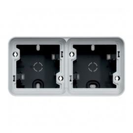 Boîte saillie double horizontale vide Cubyko - composable - 2P 4 entrées - IP55 - gris