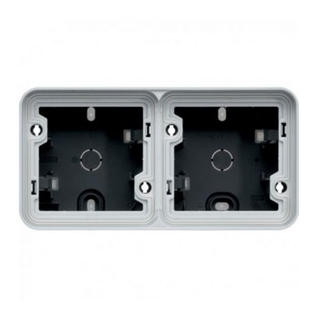 Boîte saillie double horizontale vide Cubyko - composable - 2P 4 entrées - IP55 - gris