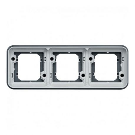 Support encastré triple horizontal Cubyko - composable - IP55 - gris