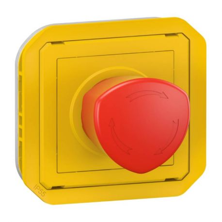 Poussoir NO+NF à déverrouillage par quart de tour Plexo Legrand - 3A - IP55 - A composer - Jaune/ Rouge