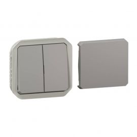 Transformeur étanche Plexo Legrand - Réversible 5 fonctions - Avec enjoliveur - Gris