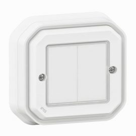 Commande double ON OFF Self-e Plexo with Netatmo Legrand - Sans fil et sans pile - IP55 - Blanc - Complet
