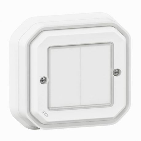 Commande double ON OFF Self-e Plexo with Netatmo Legrand - Sans fil et sans pile - IP55 - Blanc - Complet