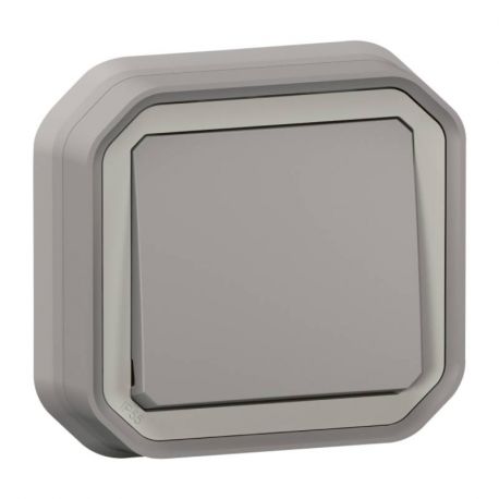 Bouton poussoir étanche NO Plexo Legrand - 10A - Complet - Encastré - Gris