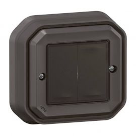 Commande double ON OFF Self-e Plexo with Netatmo Legrand - Sans fil et sans pile - IP55 - Anthracite - Complet