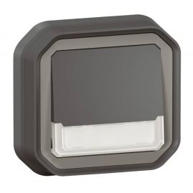 Poussoir NO-NF lumineux avec porte étiquette Plexo Legrand - 10A - IP55 - Complet- Anthracite