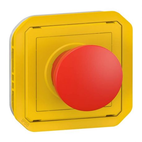 Poussoir à impulsion arrêt d'urgence Plexo Legrand - 3A - IP55 - A composer - Jaune/ Rouge