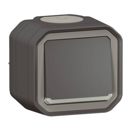 Va-et-vient étanche avec voyant lumineux Plexo Legrand - 10AX - IP55 - Complet - En saillie - Anthracite
