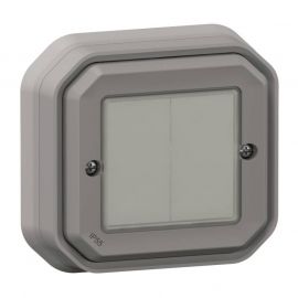 Commande double ON OFF Self-e Plexo with Netatmo Legrand - Sans fil et sans pile - IP55 - Gris - Complet