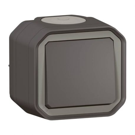 Bouton poussoir étanche NO Plexo Legrand - 10A - Complet - Anthracite