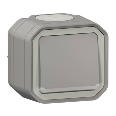 Va-et-vient étanche avec voyant lumineux Plexo Legrand - 10AX - IP55 - Complet - En saillie - Gris