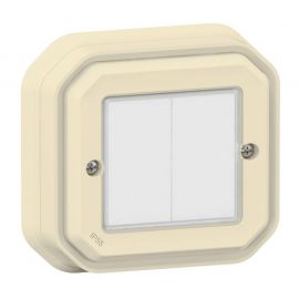 Commande double ON OFF Self-e Plexo with Netatmo Legrand - Sans fil et sans pile - IP55 - Sable - Complet
