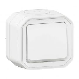 Bouton poussoir NO avec voyant lumineux Plexo Legrand - 10A - IP55 - Complet - En saillie - Blanc