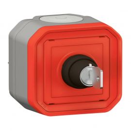 Commande de relayage arrêt pompier Plexo Legrand - IP55 - Complet - En saillie - Gris/ Rouge