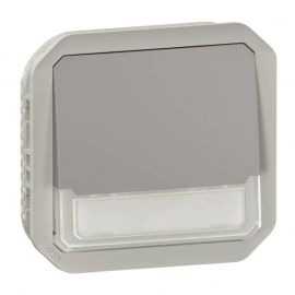 Poussoir NO-NF lumineux avec porte étiquette Plexo Legrand - 10A - IP55 - A composer - Gris