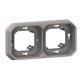 Support de plaque étanche Plexo Legrand - Pour montage encastré - 2 postes - Gris