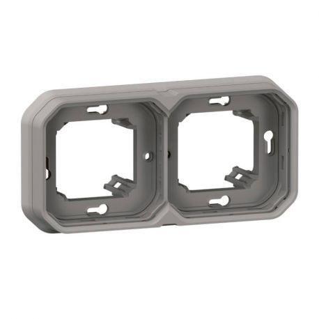 Support de plaque étanche Plexo Legrand - Pour montage encastré - 2 postes - Gris