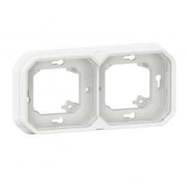Support de plaque Plexo Legrand - IP55 - 2 postes horizontaux - Blanc