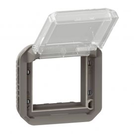 Adaptateur étanche à volet transparent Plexo Legrand - Pour intégration de fonction Mosaic - Anthracite