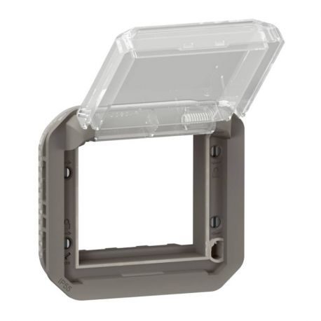 Adaptateur étanche à volet transparent Plexo Legrand - Pour intégration de fonction Mosaic - Anthracite