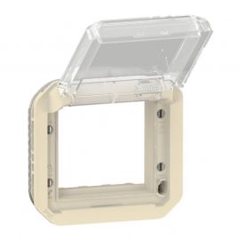 Adaptateur étanche à volet transparent Plexo Legrand - Pour intégration de fonction Mosaic - Beige