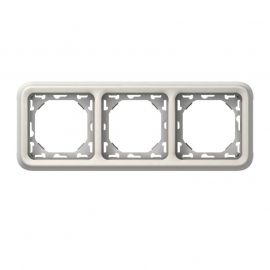 Support de plaque Plexo IP55 - 3 postes horizontaux - Blanc