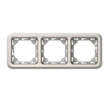 Support de plaque Plexo IP55 - 3 postes horizontaux - Blanc