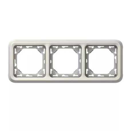 Support de plaque Plexo IP55 - 3 postes horizontaux - Blanc