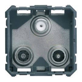 Prise TV+FM+SAT triple directe Hager Gallery - 2 modules - Composable