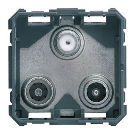 Prise TV+FM+SAT triple directe Hager Gallery - 2 modules - Composable